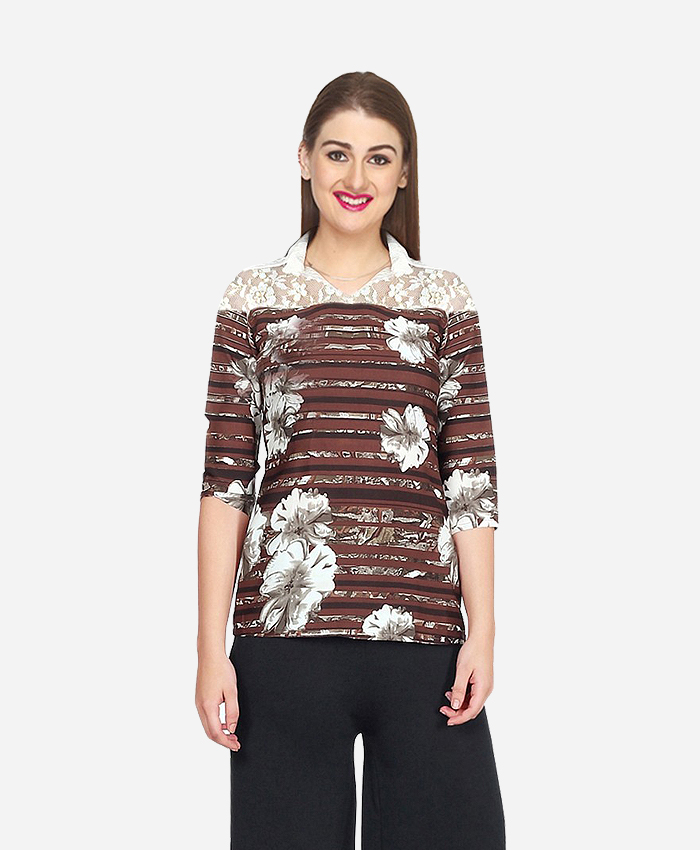 Fashion 205 Casual 3/4 Sleeve Printed Women's Top